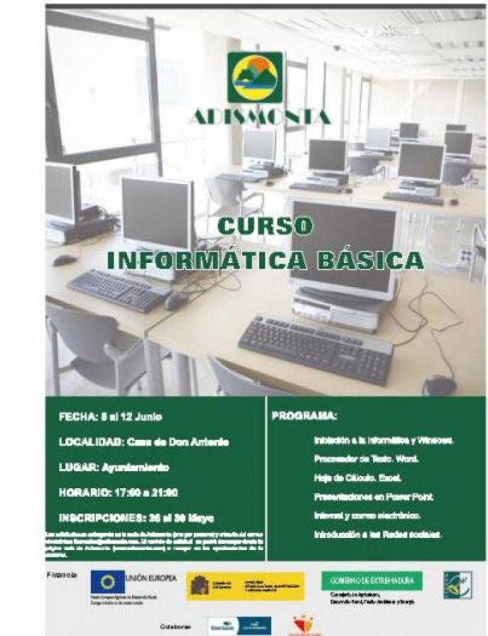 Cartel Curso Informática Básica Casas  D. Antonio